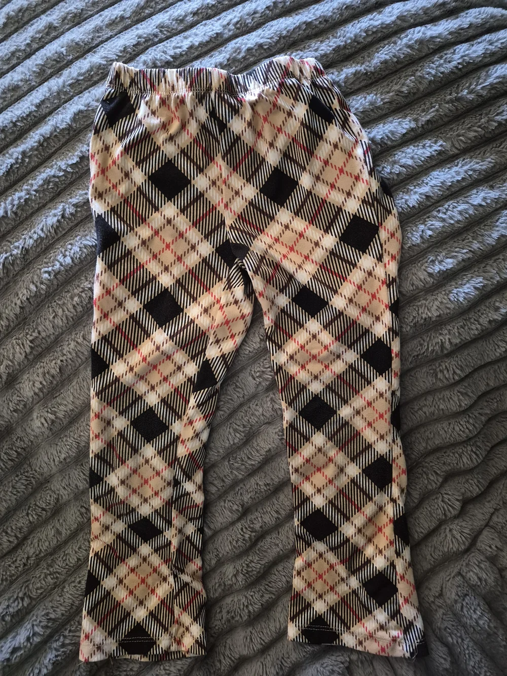 Kids Plaid Pajama Pants - Cream and Black